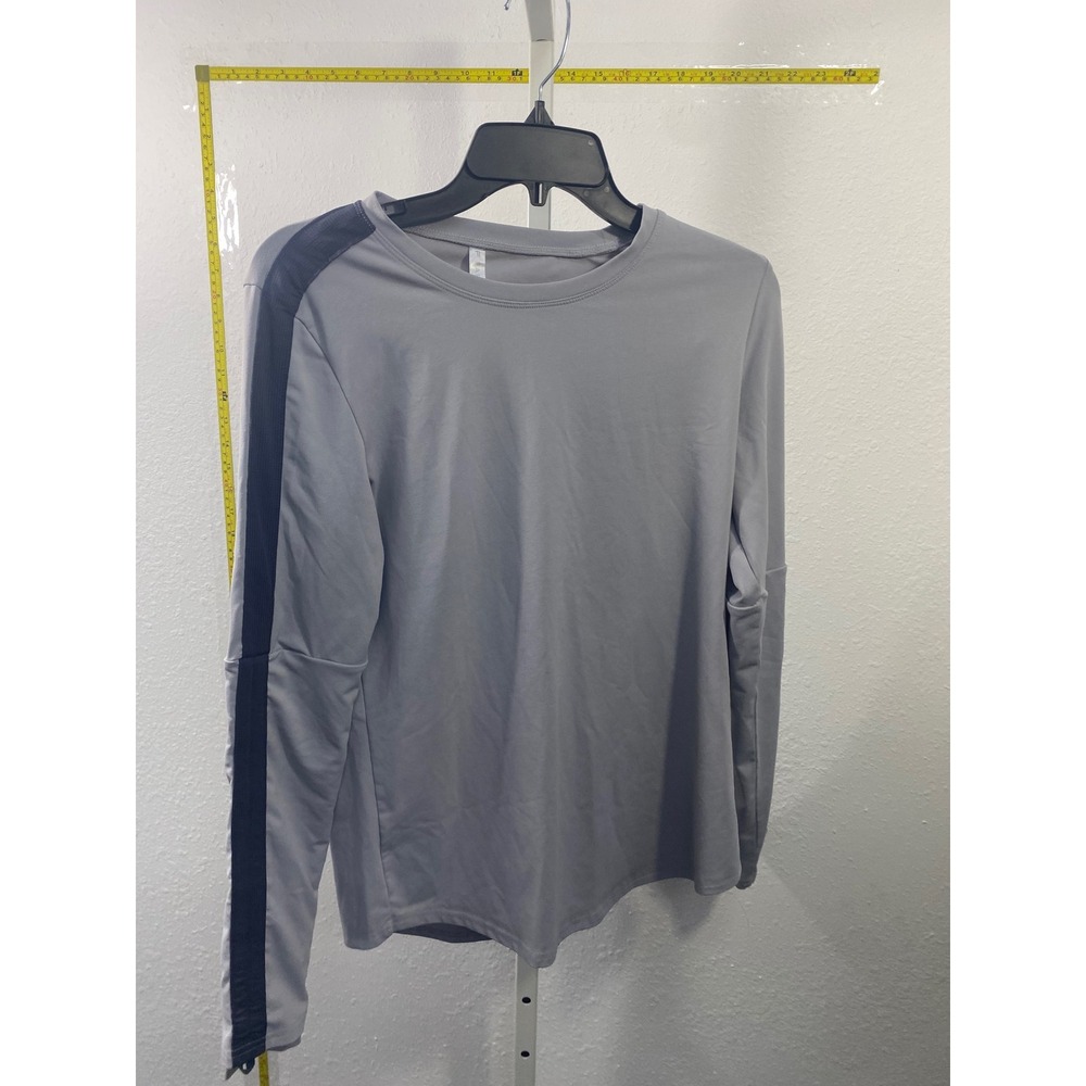 Fabletics Mens Grey Long Sleeve Activewear Shirt Stripe Detail Size Small
